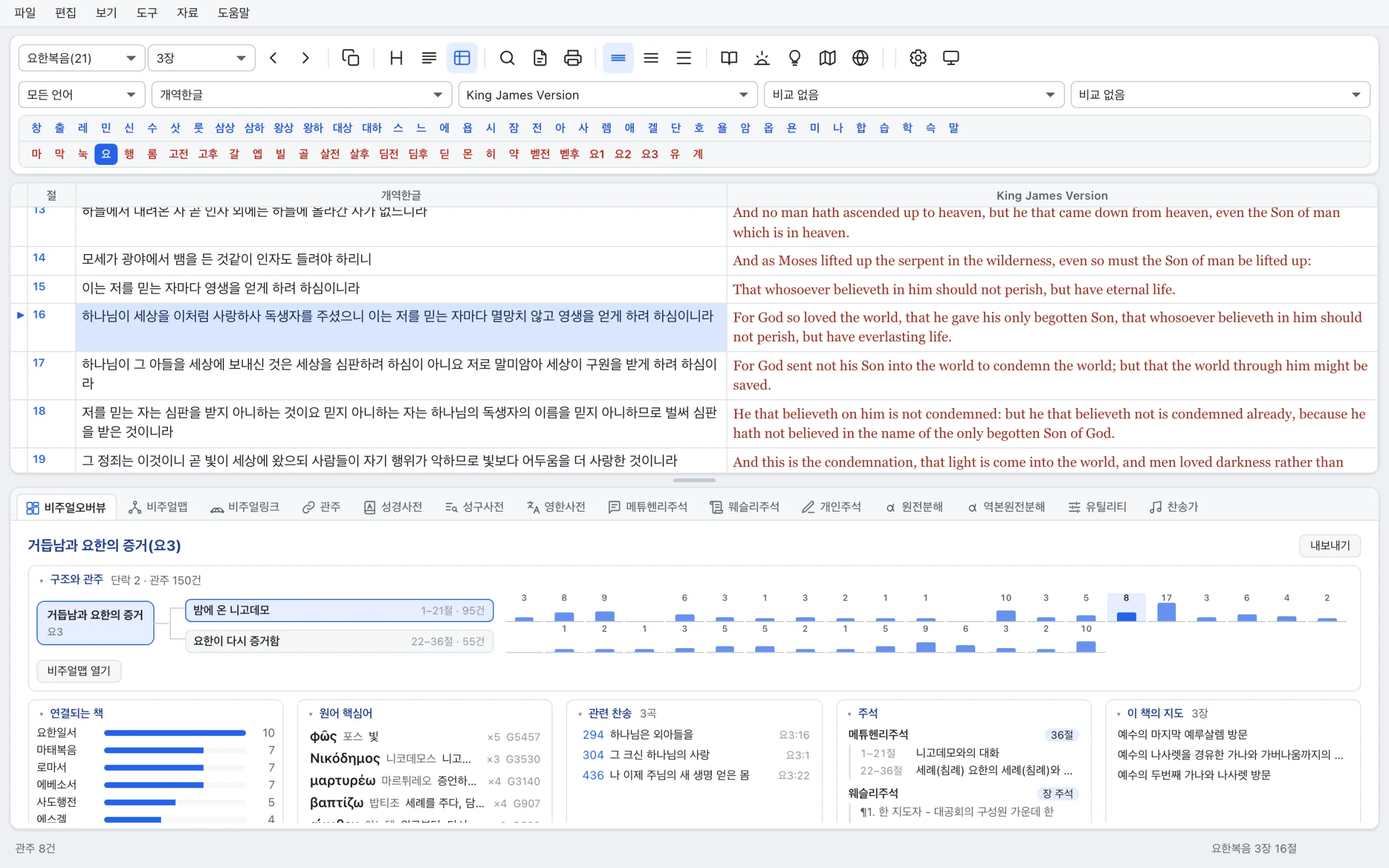 요한복음 3장을 연 VisualBible 화면
